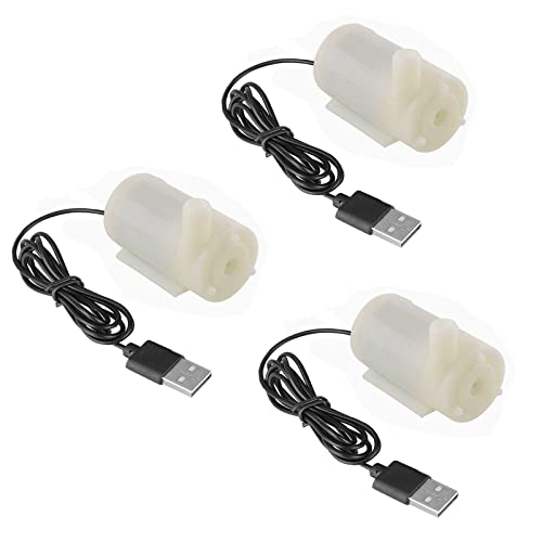 SIPYTOPF 3Pcs DC 3-5V USB Micro Submersible Mini Water Pump for Aquariums Fish Tank Pond Fountain Hydroponics Garden (White)