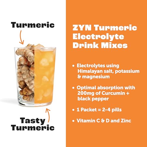 ZYN Electrolyte Drink Mix Hydration Packets, BlackBerry Dragonfruit Electrolytes Powder, Hydration Packets w/Turmeric Curc...