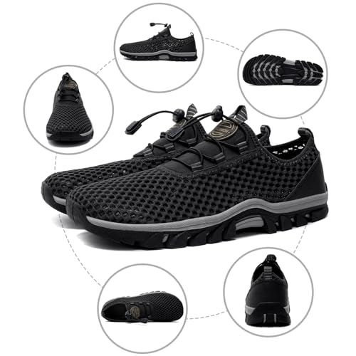 DXINZHI Water Shoes Men Outdoor Hiking Shoes Quick Drying Beach Aqua Shoes Men's Amphibious Water Shoes Summer Non-Slip Qu...