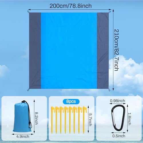AEXHOT Beach Blanket Waterproof Sandproof Beach Mat 79" X 83" for 2-7 Adults Lightweight Quick Drying Outdoor Picnic Mat B...
