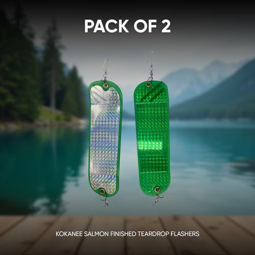 KOKOPROS Kokanee Salmon Finished Teardrop Flashers – Durable Fishing Flashers for Salmon & Trout Trolling – Vibrant Color...