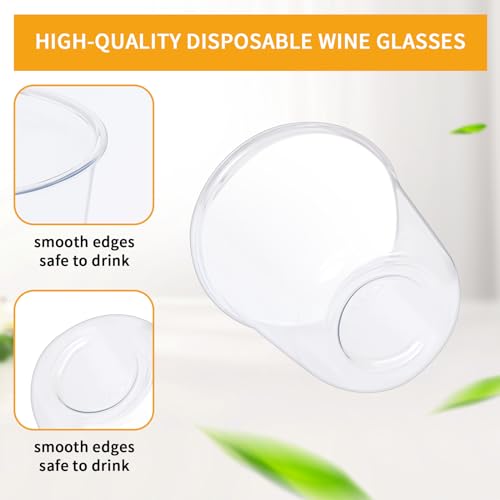 RMERVE Disposable Stemless Glasses 12oz Crystal Plastic Cups Disposable Cold Party Drinking Cups Wine Glasses for Meeting ...