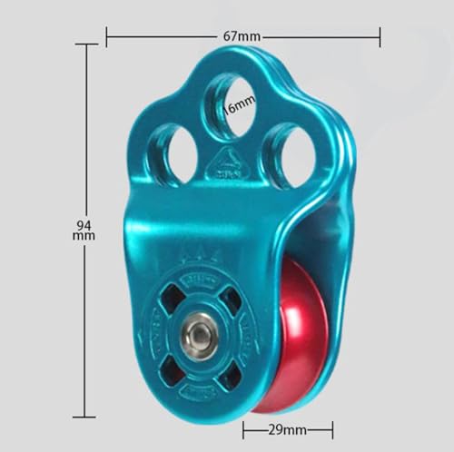 Climbing Pulley, 30KN Three Holes Ball Bearing Single Pulley, Rock Climbing Pulley for 14mm Rope Hauling, Rock Climbing, R...