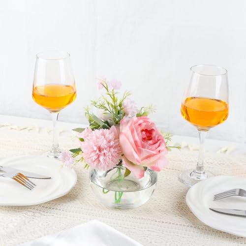 PINIWON 6 Pack Clear Round Glass Vases, 4.7” W x 3.5” H, Bubble Bowl Flower Vase for Table Centerpieces, Candle Holders fo...