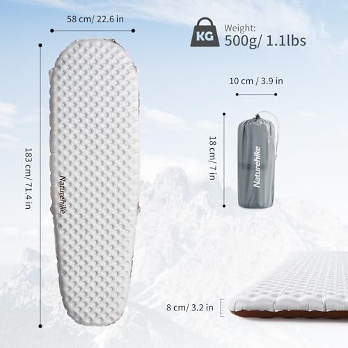 Naturehike Ultralight Insulated Sleeping Pad with R5.8, 3.2in Thickened Patchworkable Inflatable Double Sleeping Mat for C...