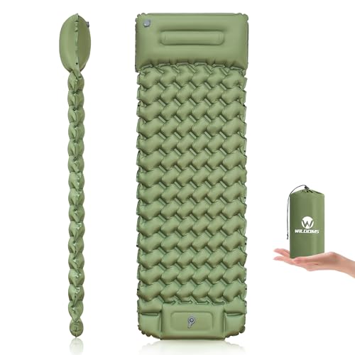 WILDOMS Sleeping Pad for Camping - 4” Thick Inflatable Camping Mat with Built-in Pump & Pillow, Ultralight Self Inflating ...