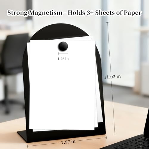Wumabei 2 Pcs Black Magnetic Bulletin Board for Tabletops - 10x7 Inch Arched Memo Display Easel Stand with 8 Magnets, Meta...