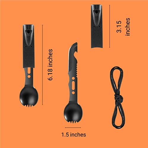 Prep-Right - Multipurpose Spork, Utility Knife, Spoon, Fork, Bottle Opener, and Whistle for Camping Gear and Survival Kit...