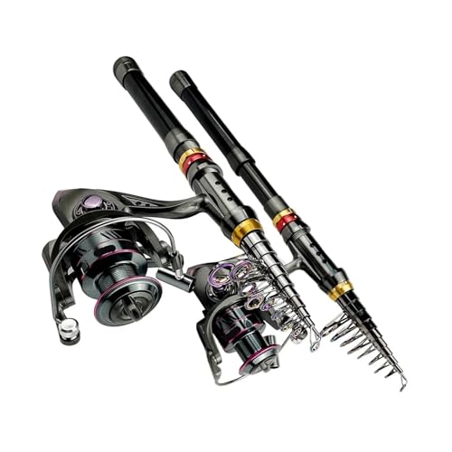 Fishing Rod 1.8-3.6m Carbon Fiber Pattern Fishing Rod and Reel Combo Super Hard Telescopic Fishing Pole Spinning Reel Kit ...