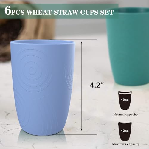 Homienly Drinking Glasses Premium Wheat Straw Unbreakable Cups - Set of 6 Alternative to Plastic Cups Reusable Unbreakable...