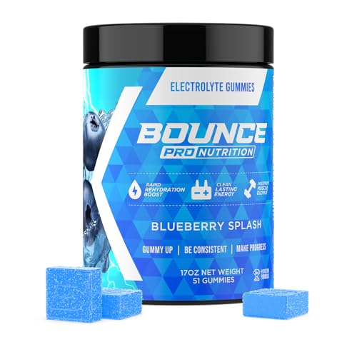Bounce Pro Hydration Electrolyte Gummies – 51 Vegan Chewable Gummies with Sodium, Potassium & Magnesium for Running, Worko...