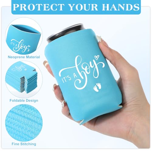 Mifoci 50 Pcs Baby Shower Decorations It's a boy blue Party Can Cooler Beer Sleeves for Gender Reveal Party Favors Baby Ca...