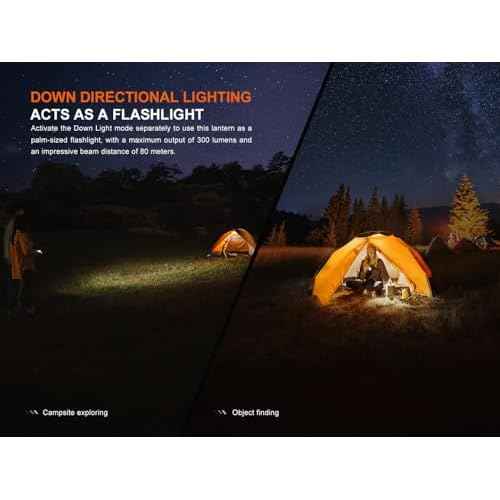 Fenix CL22R 500 Lumen Compact Lantern, USB-C Rechargeable and Multifunctional with Red Light and Colorful Ambient Lights for Camping, Hiking, Fishing (Polar Night Black)