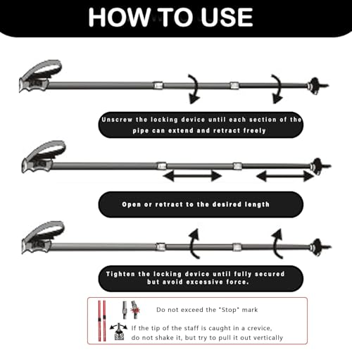 Retractable Trekking Pole Aluminum Alloy Walking Poles Portable Hiking Pole Suitable for Outdoor Activities Such as Mounta...