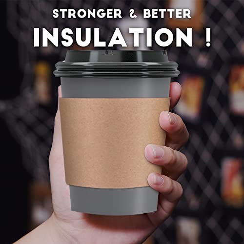 100 Pack - 12 oz Disposable Coffee Cups To Go with Lids Sleeves and Straws 100% Biodegradable & Compostable Pla Eco Friend...