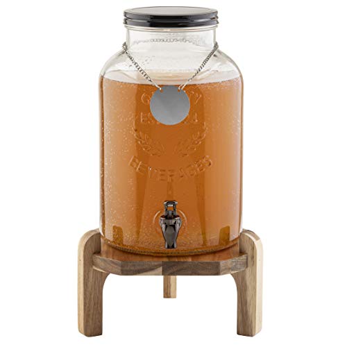 TableCraft 10757 Acacia Beverage Dispenser Stand, Wood Base for Easy Pouring, Fits BDG1000, BDG2000, BDG3000, 10090 and 10...