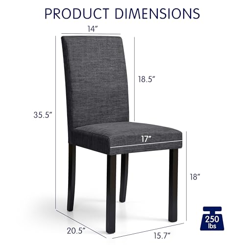 HOMYZOO Fabric Dining Chairs,Modern Parsons Chairs with Solid Legs, Stain-Resistant Performance Fabric Upholstered High Ba...