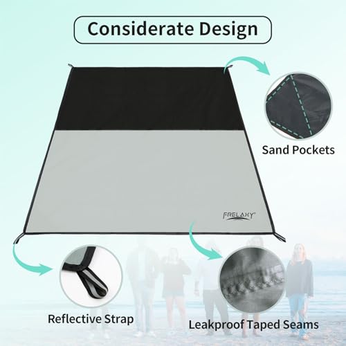 Frelaxy Pocket Picnic Blanket, Waterproof Sandproof Beach Mat, Compact Camping Tarp for Festivals, Hiking, Travel, Outdoor...