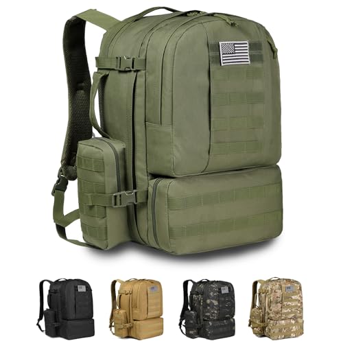 DBTAC Tactical Backpack 50L Large Classic Army 3-DAYS Assault Pack Molle Bag for Outdoor Hiking/Travel/Work (Green)