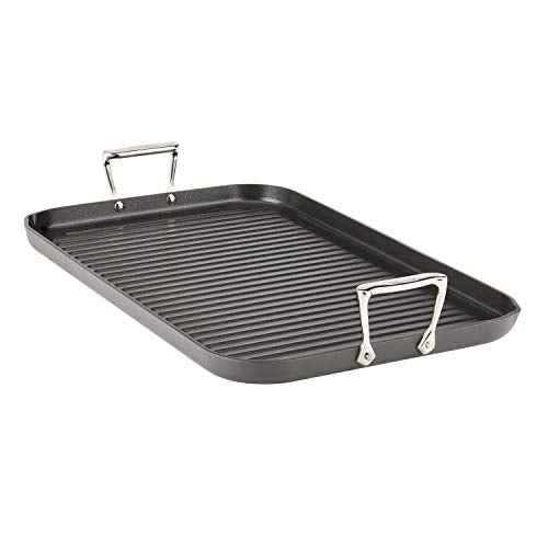 All-Clad HA1 Hard Anodized Nonstick Grill/Griddle Pan 13x20 Inch Oven Broiler Safe 500F Pots and Pans, Cookware Black