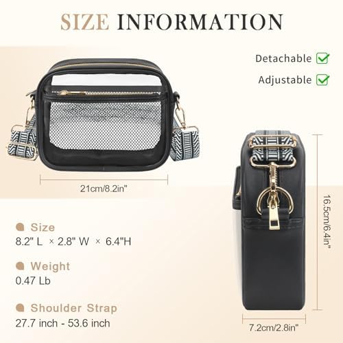MOMSIV Clear Bag for Stadium Events, Crossbody Transparent Bag for Concerts Sports Events, Purses for Men & Women