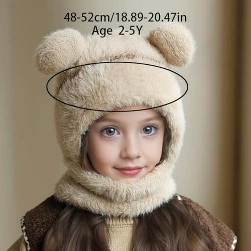 1pc Khaki Winter Hat, Scarf & Mask Combo - Warm Plush Balaclava with Ear Protection, Snow Gear, Cold Weather Gear, Cozy Ma...