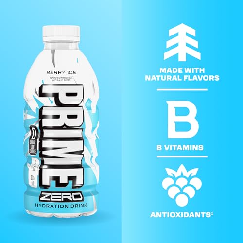 Prime Zero Variety Berry Ice, Cherry Ice, & Orange Ice Sugar Free Sports Drinks, Electrolyte Enhanced to Replenish Fluids,...