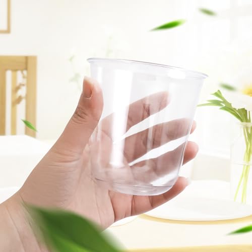RMERVE Disposable Stemless Glasses 12oz Crystal Plastic Cups Disposable Cold Party Drinking Cups Wine Glasses for Meeting ...