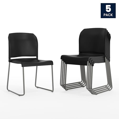 Flash Furniture Hercules Series Contoured Stacking Chairs for Waiting Rooms and Offices, Ergonomic Lobby Chairs with Curve...