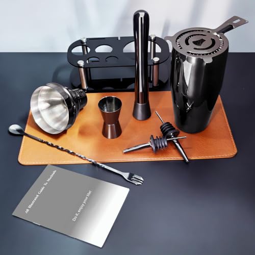 Cocktail Shaker Set, Bartender Kit, Cocktail Shaker with Stand, Drink Mixing Includes Martini Shaker,Strainer,Jigger,Bar M...