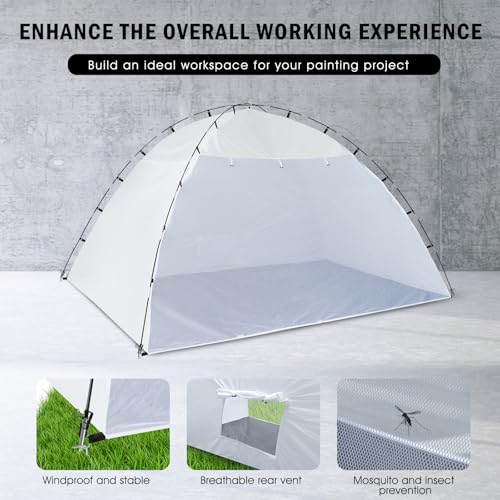 Portable Paint Booth Tent,Siebwin 10(L) x10(W) x6.2(H) ft Spray Paint Tent with Built-in Floor & Mesh Screen & Windproof H...
