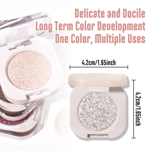 FeiCuiYun Glitter Shimmer Sparkle Eyeshadow Palette Makeup for Older Women, Silver Glitter Shimmer Metallic Holographic Mu...