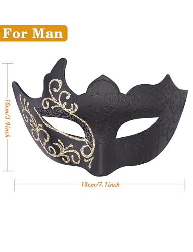 SIQUK 8 Pieces Couple Masquerade Masks Set Venetian Party Mask Costume Mask