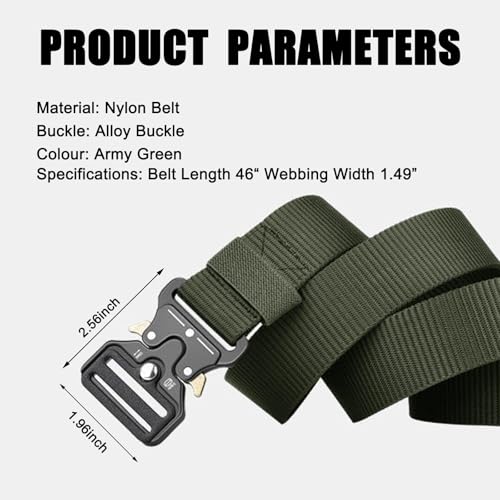 Quick Release Tactical Belts for Men,46" Military Style Heavy Duty Nylon Web Belt