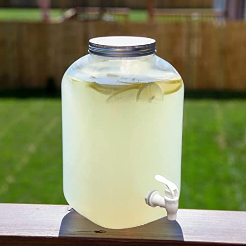 Lily's Home - 2 Gallon Beverage Dispenser with Lid and Spigot (Set of 2), BPA Free, Plastic Drink Dispenser for Water, Ice...