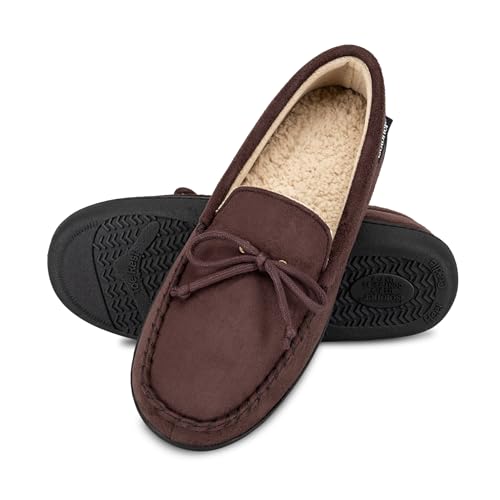 isotoner Men's Slip-on Indoor/Outdoor Microsuede Memory Foam Comfort Moccasin Slippers