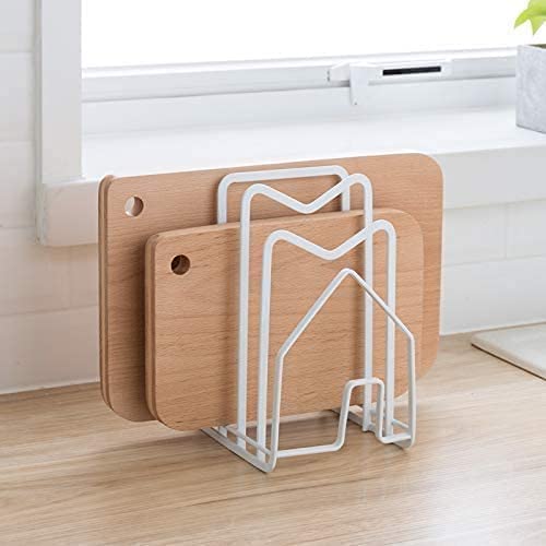 LINFIDITE Cutting Board Rack Chopping Board Organizer Stand Holder Kitchen Countertop Pots Pan Lids Rack Organizer Flat St...