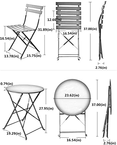 Grand patio 3-Piece Folding Bistro Set, 2 Chairs and 1 Table, Weather-Resistant Outdoor/Indoor Conversation Set for Patio,...