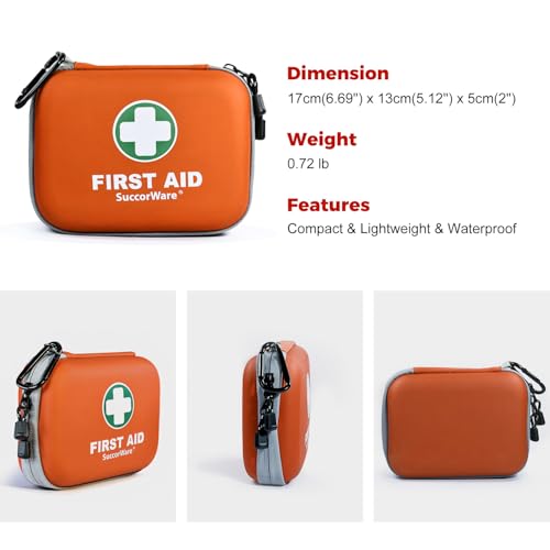 SuccorWare 150 Pieces Mini First Aid Kit - Small Medical Kit with Hard Shell - Emergency First Aid Kit for Car, Travel, Ho...