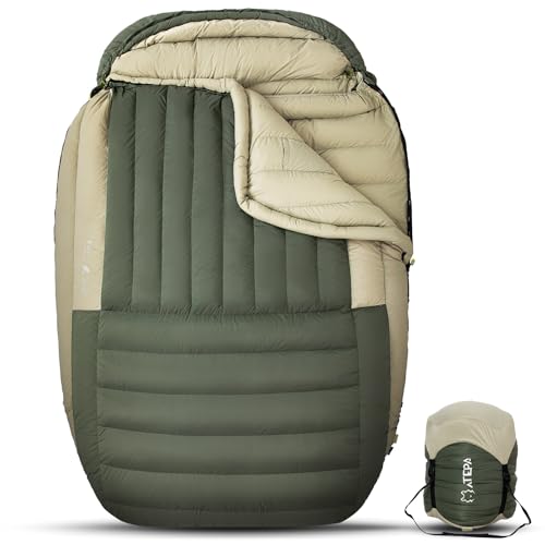 ATEPA 0 Degree Sleeping Bag, 700FP 15°F 20°F 23°F 30°F Down Mummy Cold Weather Double Lightweight Wide XL Sleeping Bags wi...