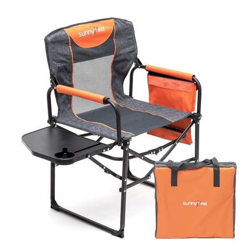 SUNNYFEEL Camping Directors Chair, Heavy Duty,Oversized Portable Folding Chair with Side Table, Pocket for Beach, Fishing,...