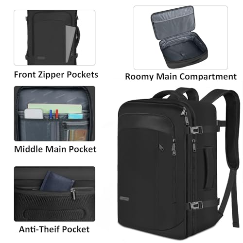Vancropak Backpack for Men, Extra Large 50L Travel Backpack, Carry on Airplane Approved Luggage Bag with 3 Packing Cubes f...