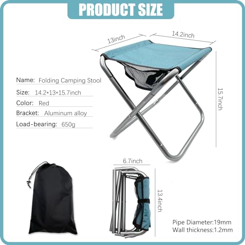 XHKDSYMC 16 Inch Tall Portable Folding Camping Stool - Aluminum Alloy Lightweight Seat With Carry Bag for Fishing, Outdoor...