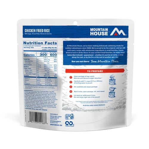 Mountain House Chicken Fried Rice | Freeze Dried Backpacking & Camping Food | Gluten-Free | 2 Servings