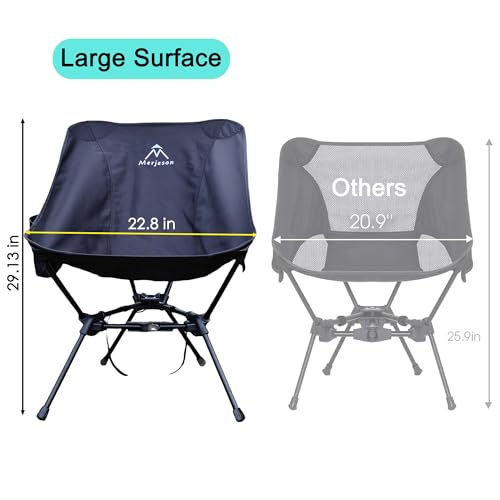 Merjeson Portable Camping Chair with ReleaseLock, Stable Lightweight Camp Ultralight Folding Compact 330lbs, Backpacking F...