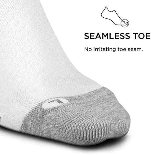 Feetures Plantar Fasciitis Relief Sock Light Cushion No Show Tab - Targeted Compression Sock for Women & Men - XLarge, White (3 Pair)