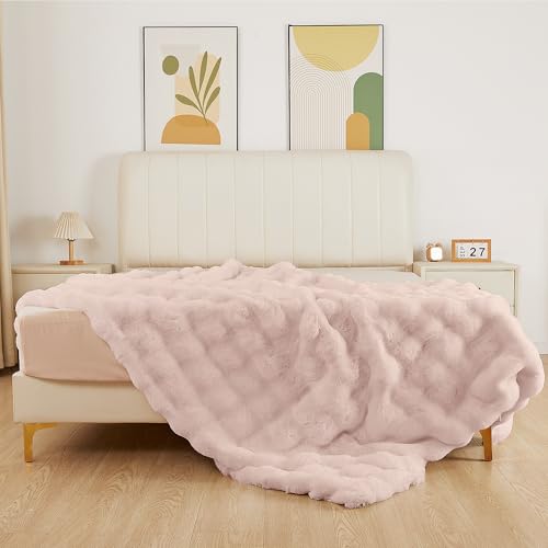 ORINOVA Pink Fluffy Blanket for Couch Living Room Faux Fur 50x60 Fuzzy Throw Blanket for Bed Soft Furry Bed Cozy Comforter...