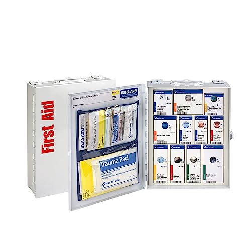 First Aid Only 90658 25-Person SmartCompliance First Aid Kit for Businesses, ANSI 2015 Compliant Metal Food Service First ...