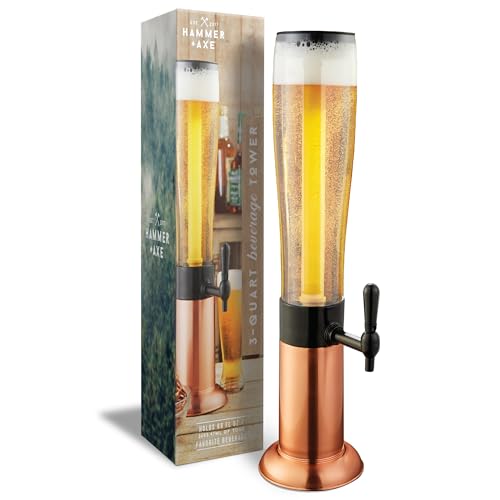 Hammer + Axe Beverage Dispenser – 88 oz Party Drink Dispenser with Ice Tube & Tap| Drink Fountain for Beer, Water, Iced Te...