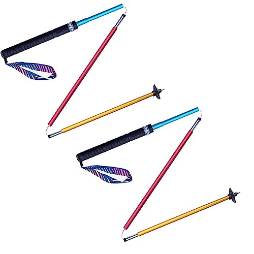 AONIJIE 2 PCS Folding Ultralight Trekking Poles with Extended Non Slip EVA Handle for Quick Locking, Shock Absorbing, Ligh...